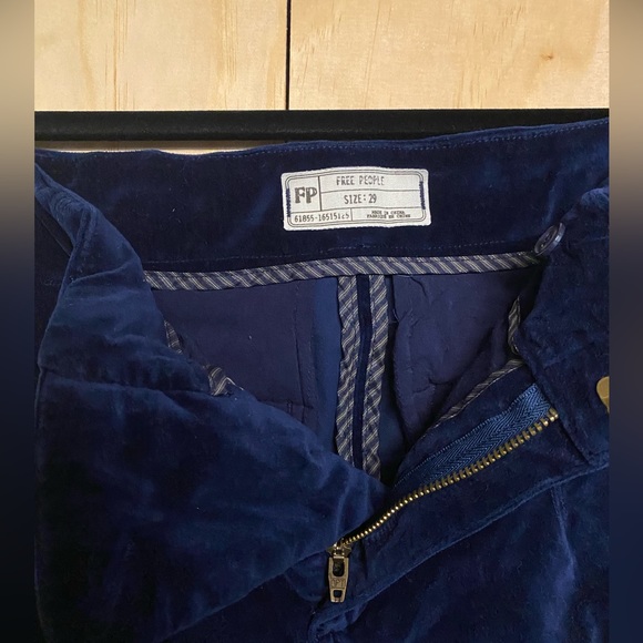 Free People Oxanna Jewel Royal Blue Velvet Flared Pants Size 29 - Picture 9 of 14
